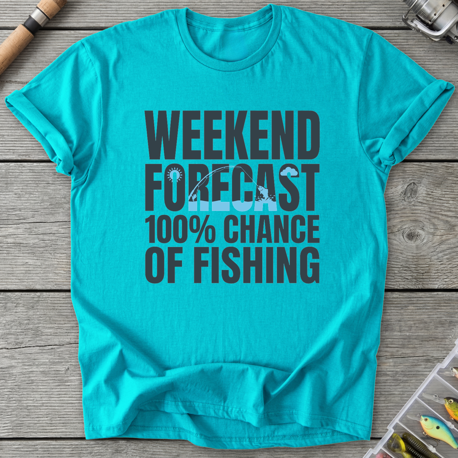 100% Chance of Fishing T-Shirt — Tropical Blue | River Giants Club