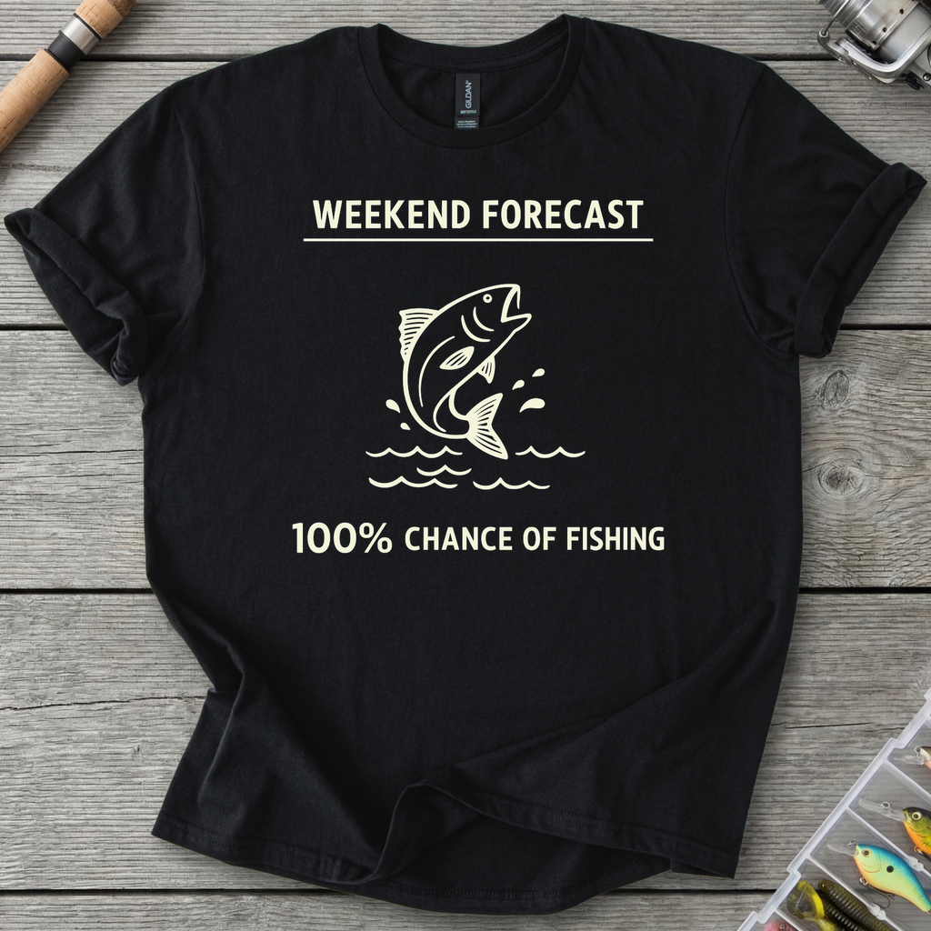 100% Chance of Fishing T-Shirt — Black | River Giants Club