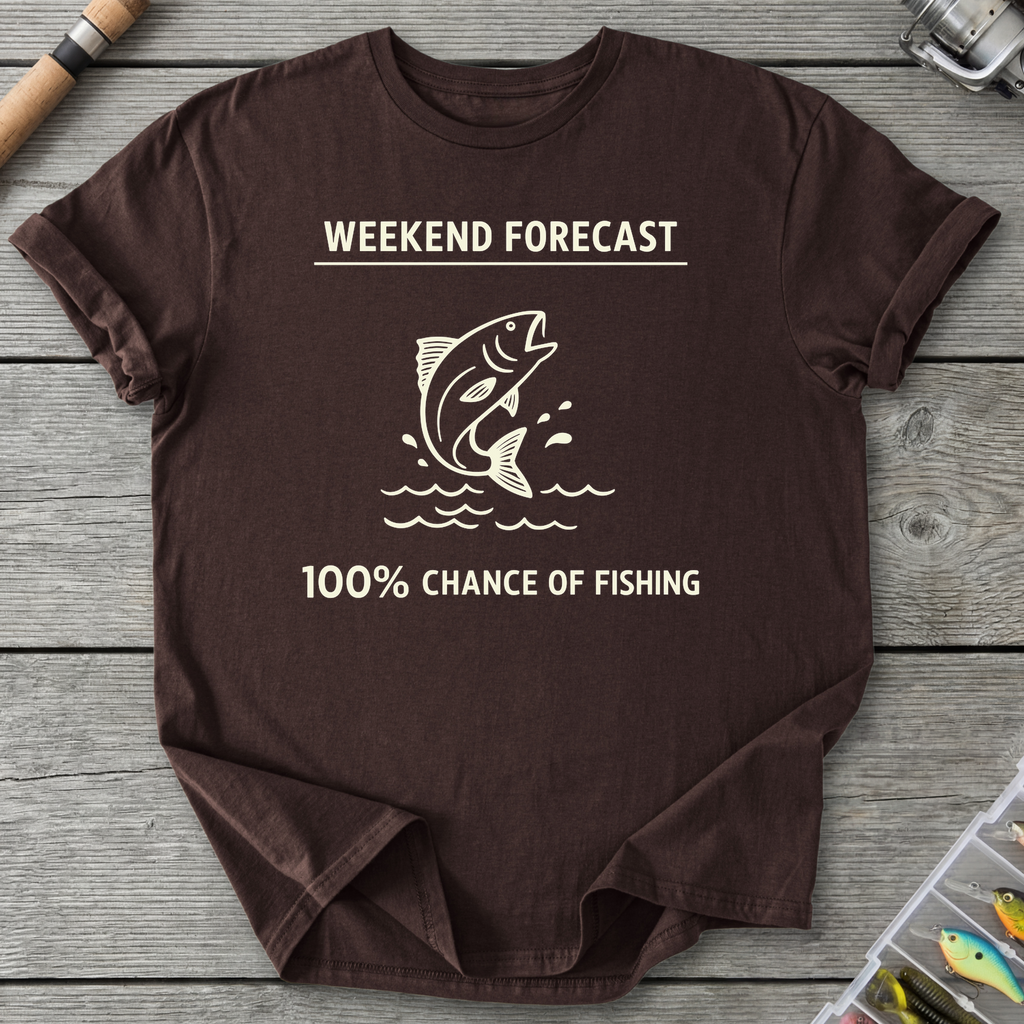 100% Chance of Fishing T-Shirt — Dark Chocolate | River Giants Club