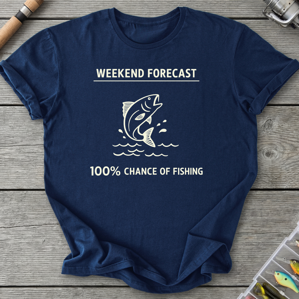 100% Chance of Fishing T-Shirt — Navy | River Giants Club