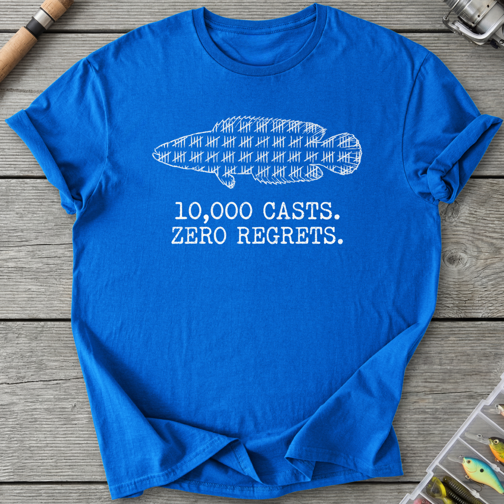 10,000 Casts Fishing T-Shirt — Royal | River Giants Club