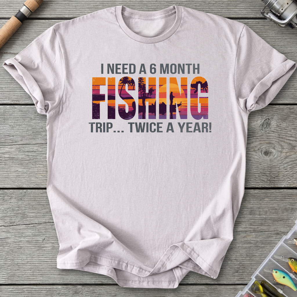 A 6 Month Fishing Trip T-Shirt — Ice Grey | River Giants Club