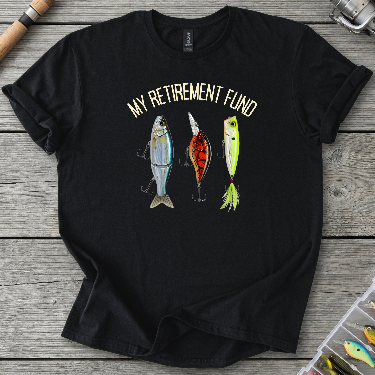 Angler Retirement Fund T-Shirt — Black | River Giants Club