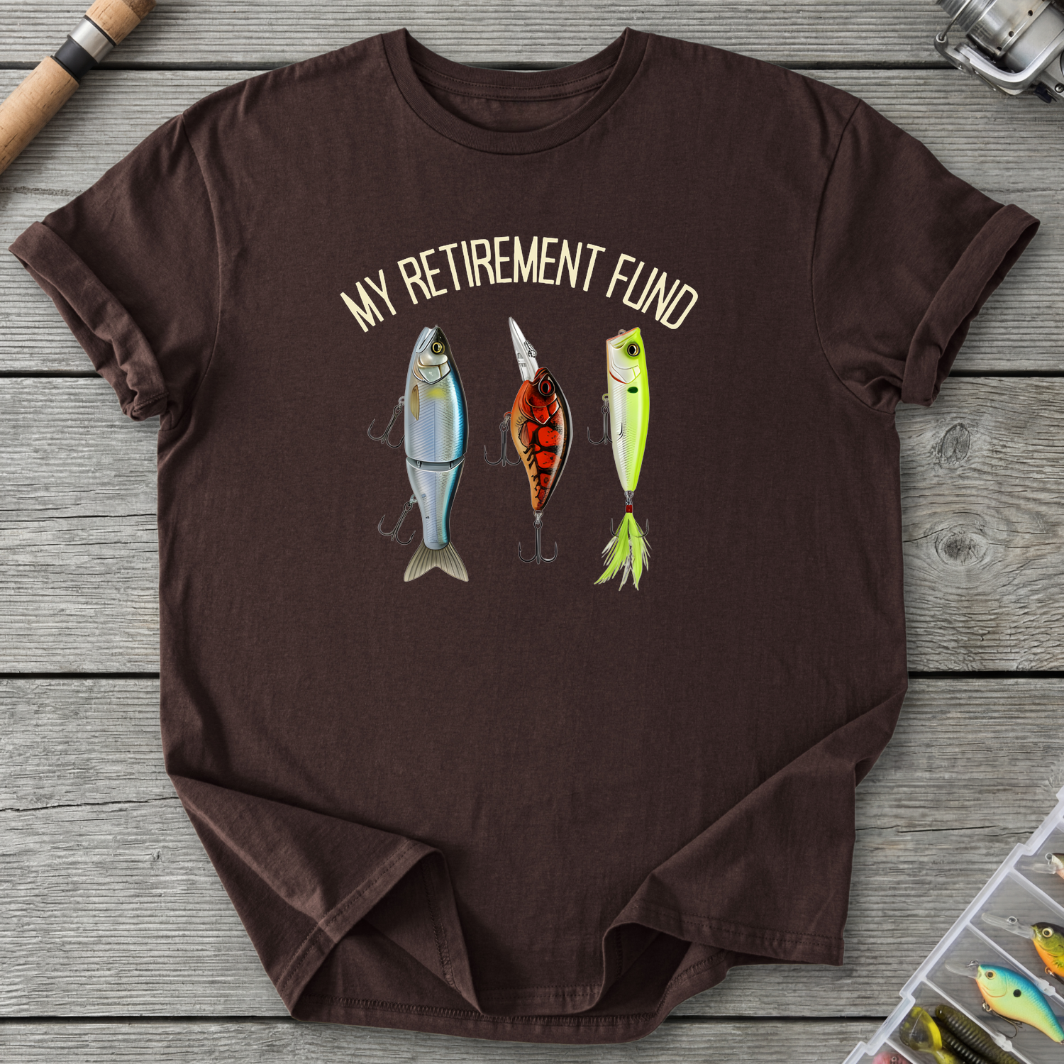 Angler Retirement Fund T-Shirt — Dark Chocolate | River Giants Club