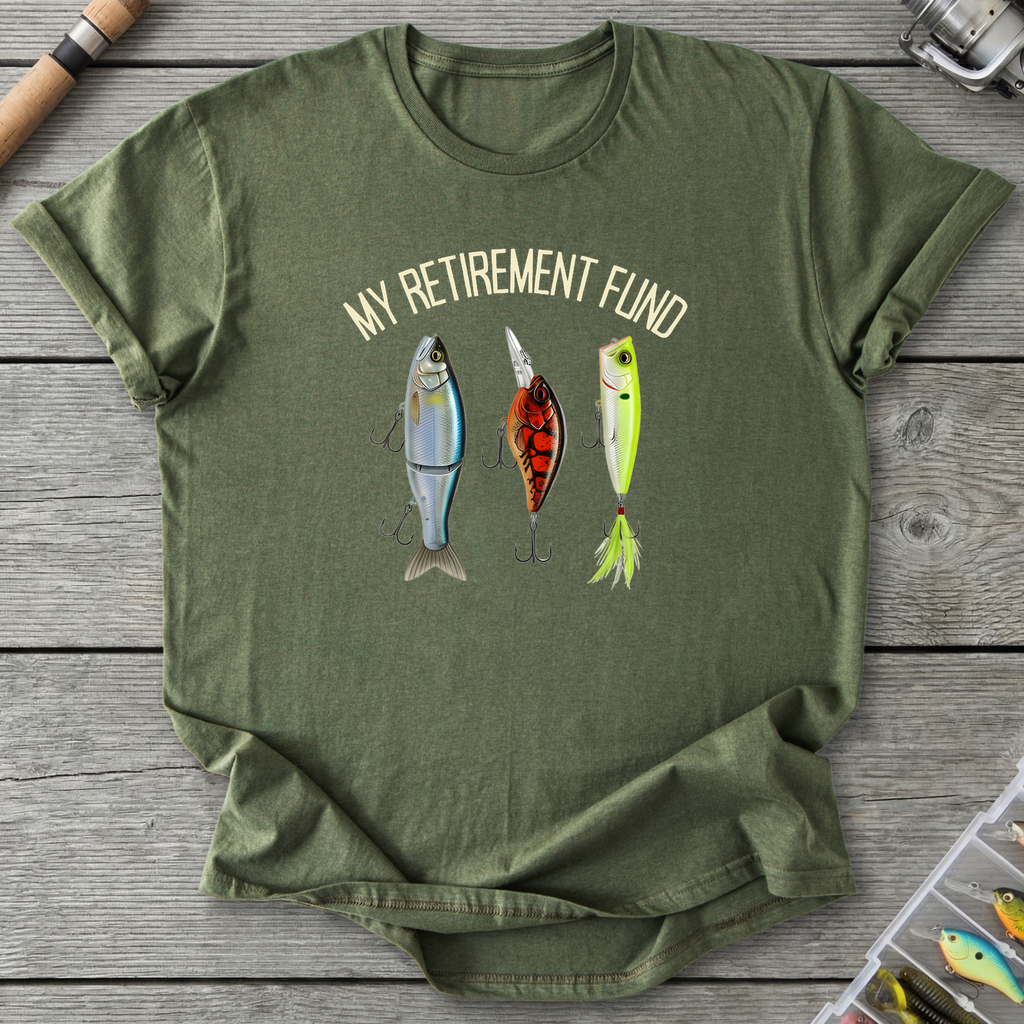 Angler Retirement Fund T-Shirt — Military Green | River Giants Club
