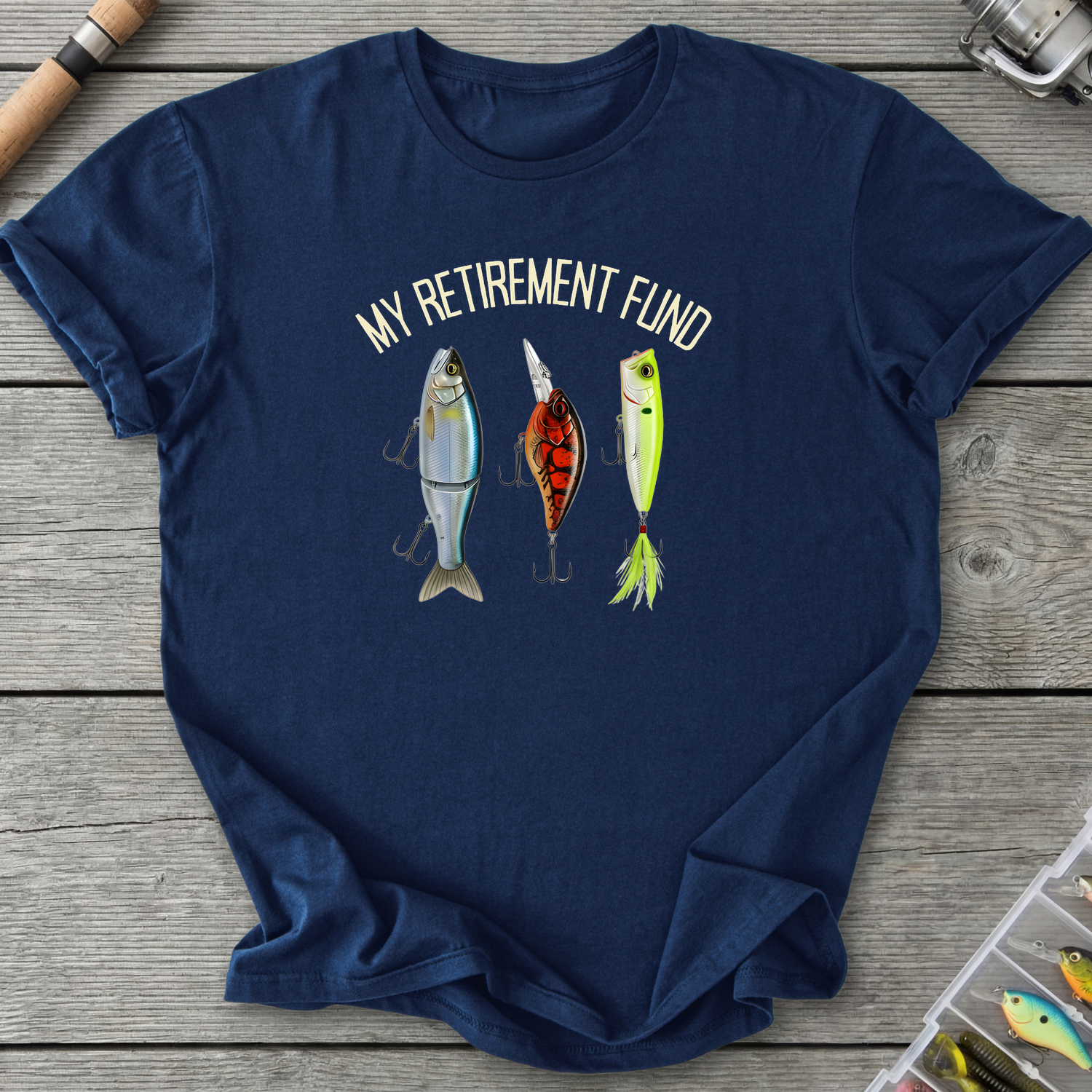 Angler Retirement Fund T-Shirt — Navy | River Giants Club