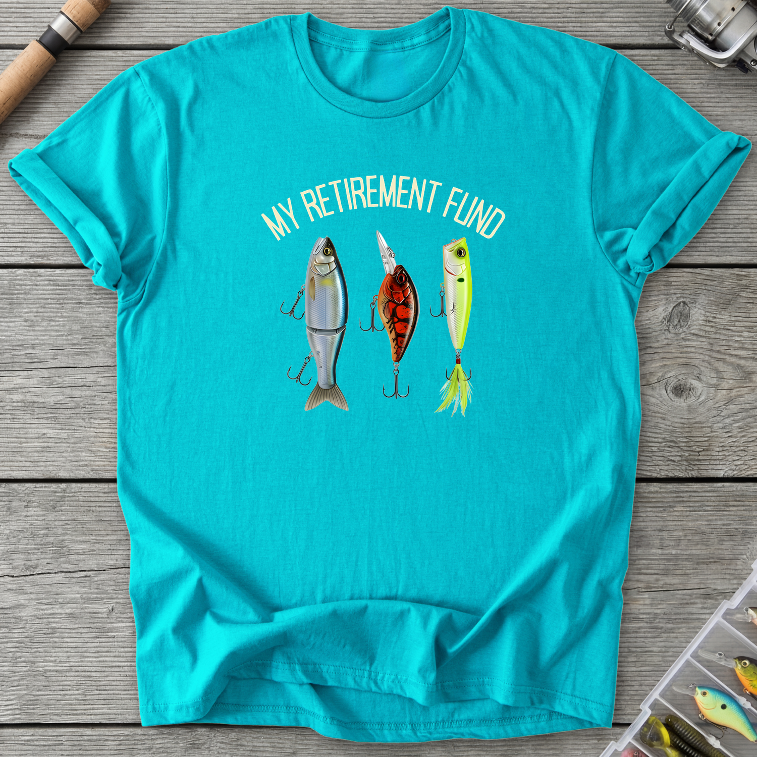 Angler Retirement Fund T-Shirt — Tropical Blue | River Giants Club