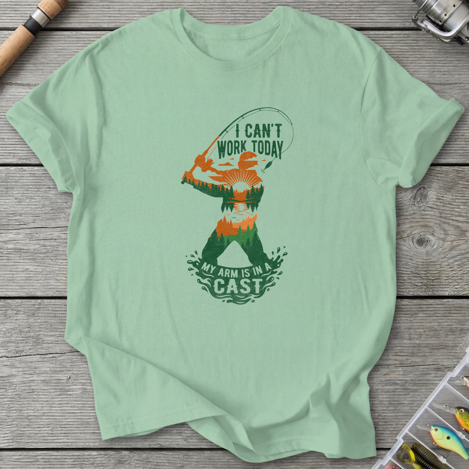 Arm in a Cast T-Shirt — Mint Green | River Giants Club