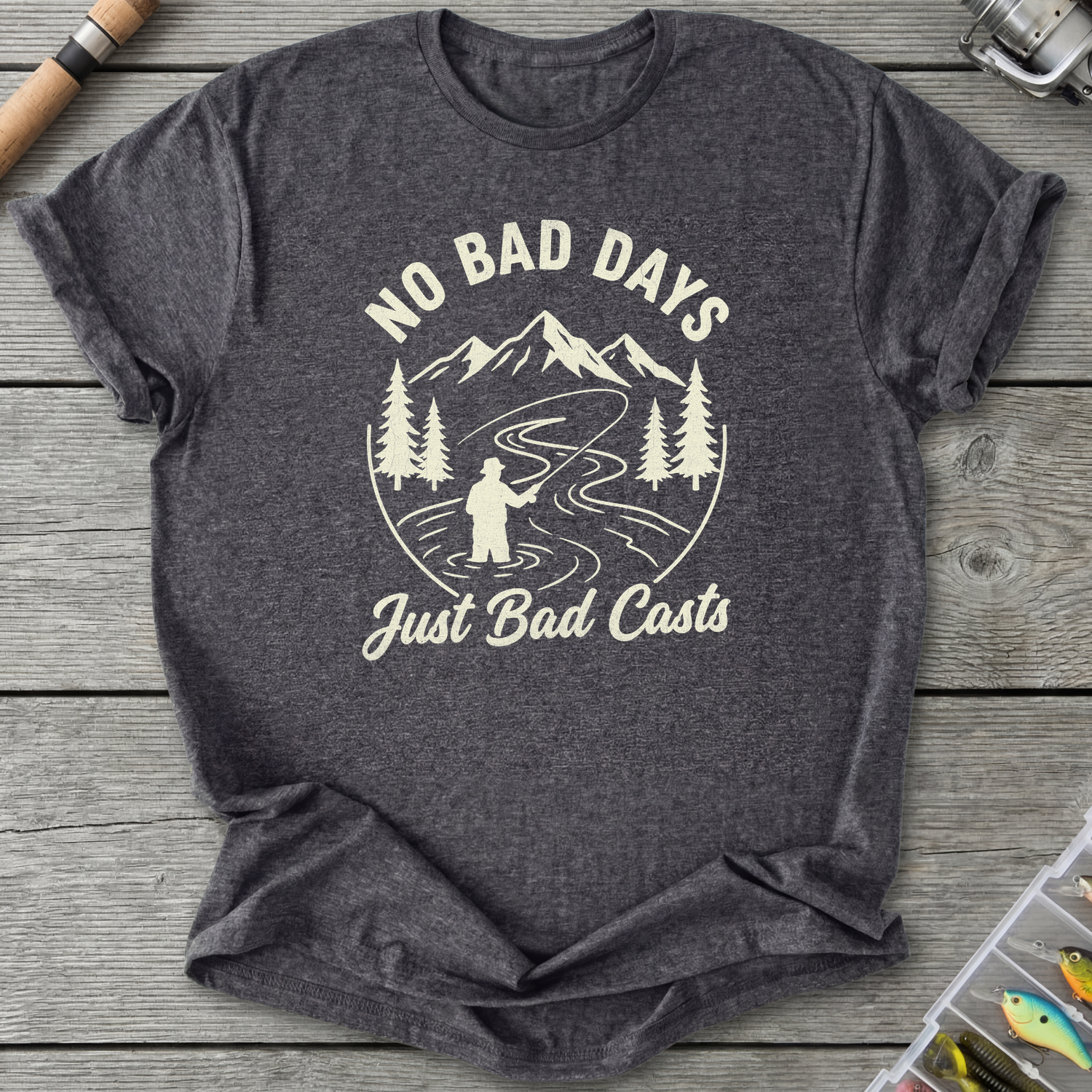 Bad Casts T-Shirt — Dark Heather Grey | River Giants Club