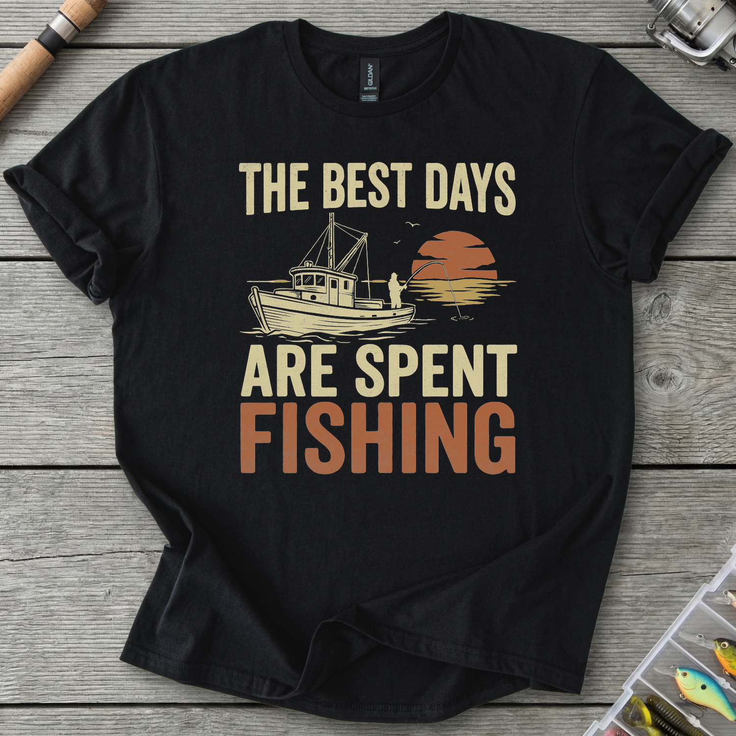 Best Days Are Fishing T-Shirt — Black | River Giants Club