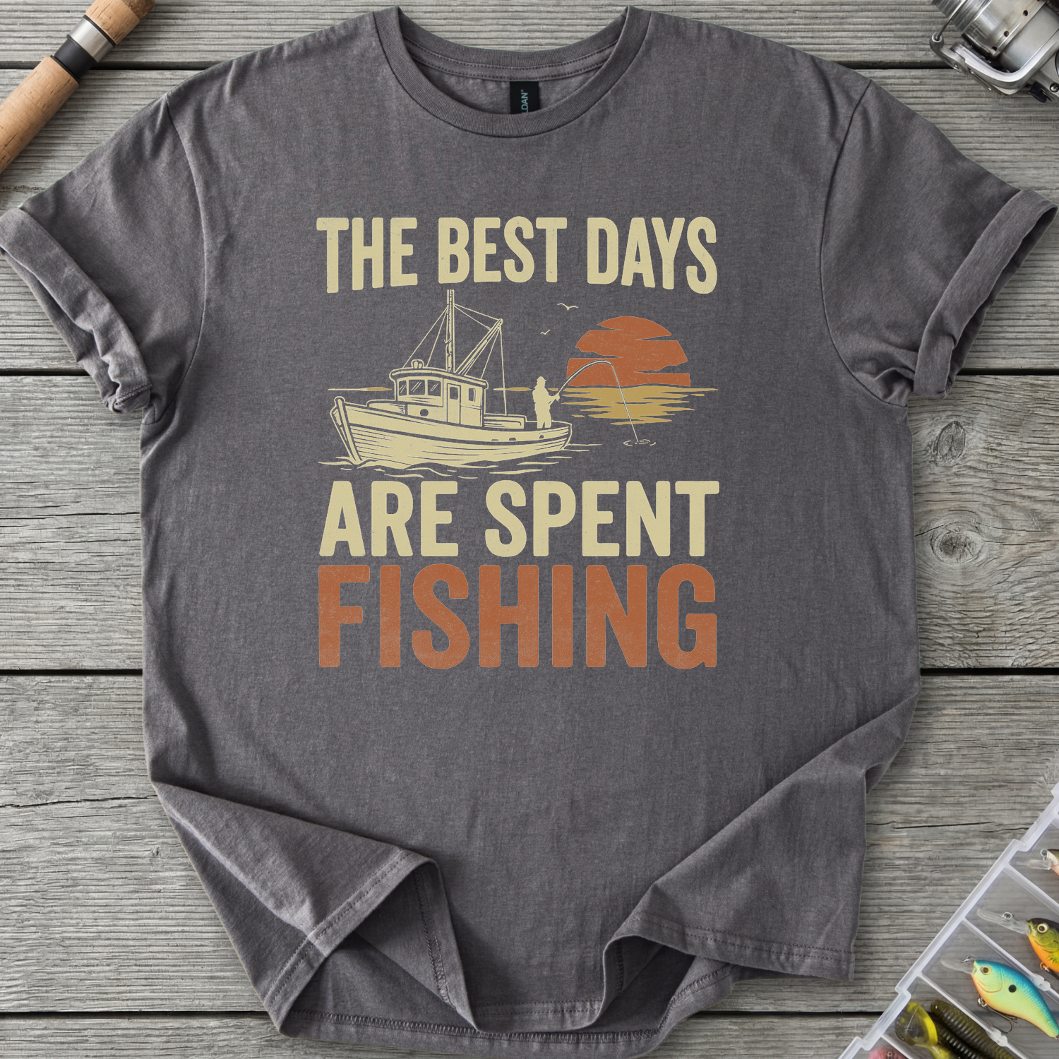 Best Days Are Fishing T-Shirt — Charcoal | River Giants Club