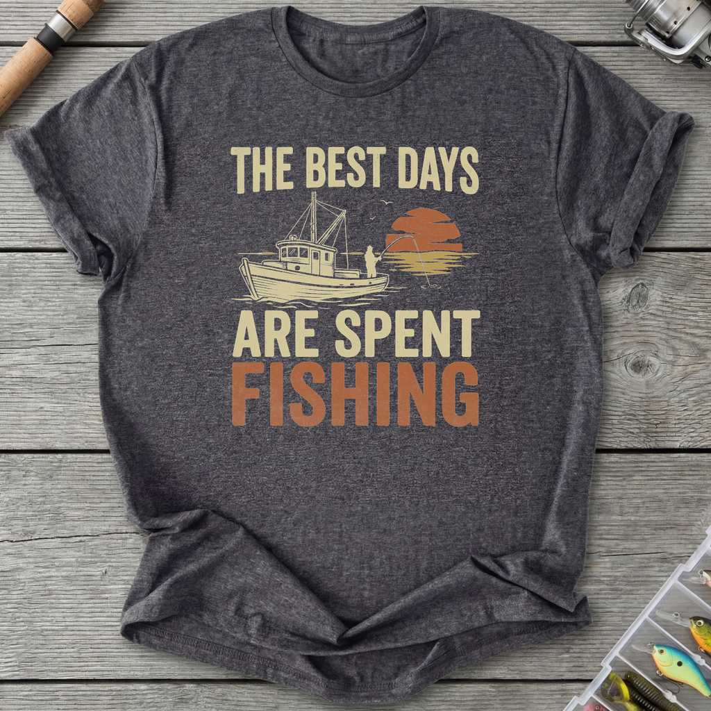 Best Days Are Fishing T-Shirt — Dark Heather Grey | River Giants Club