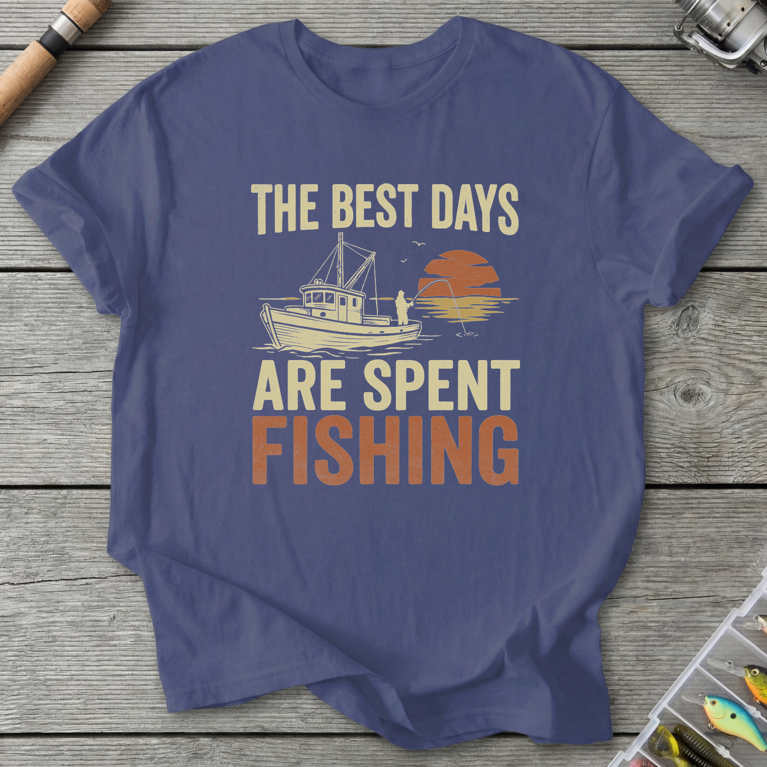 Best Days Are Fishing T-Shirt — Metro Blue | River Giants Club
