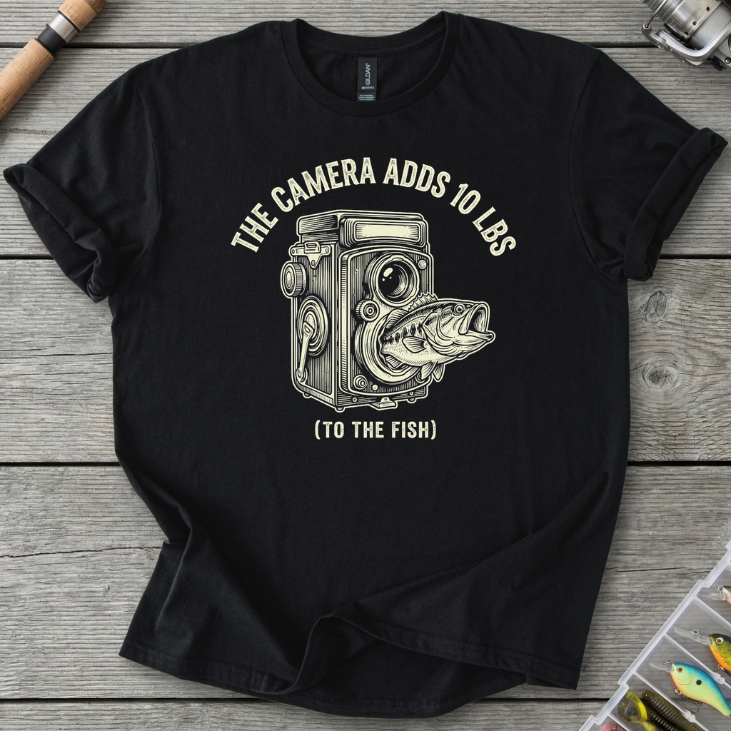 Camera Adds 10 Lbs T-Shirt — Black | River Giants Club