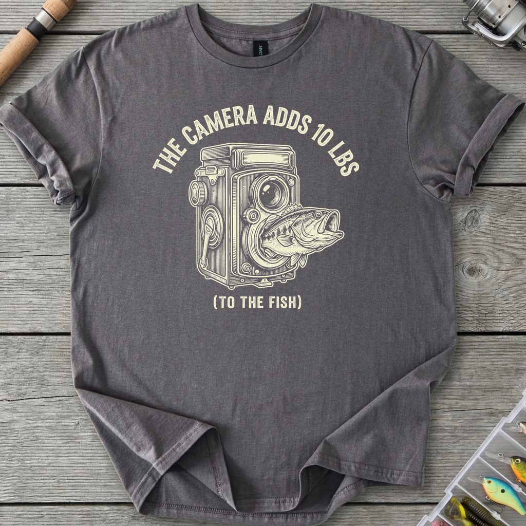 Camera Adds 10 Lbs T-Shirt — Charcoal | River Giants Club