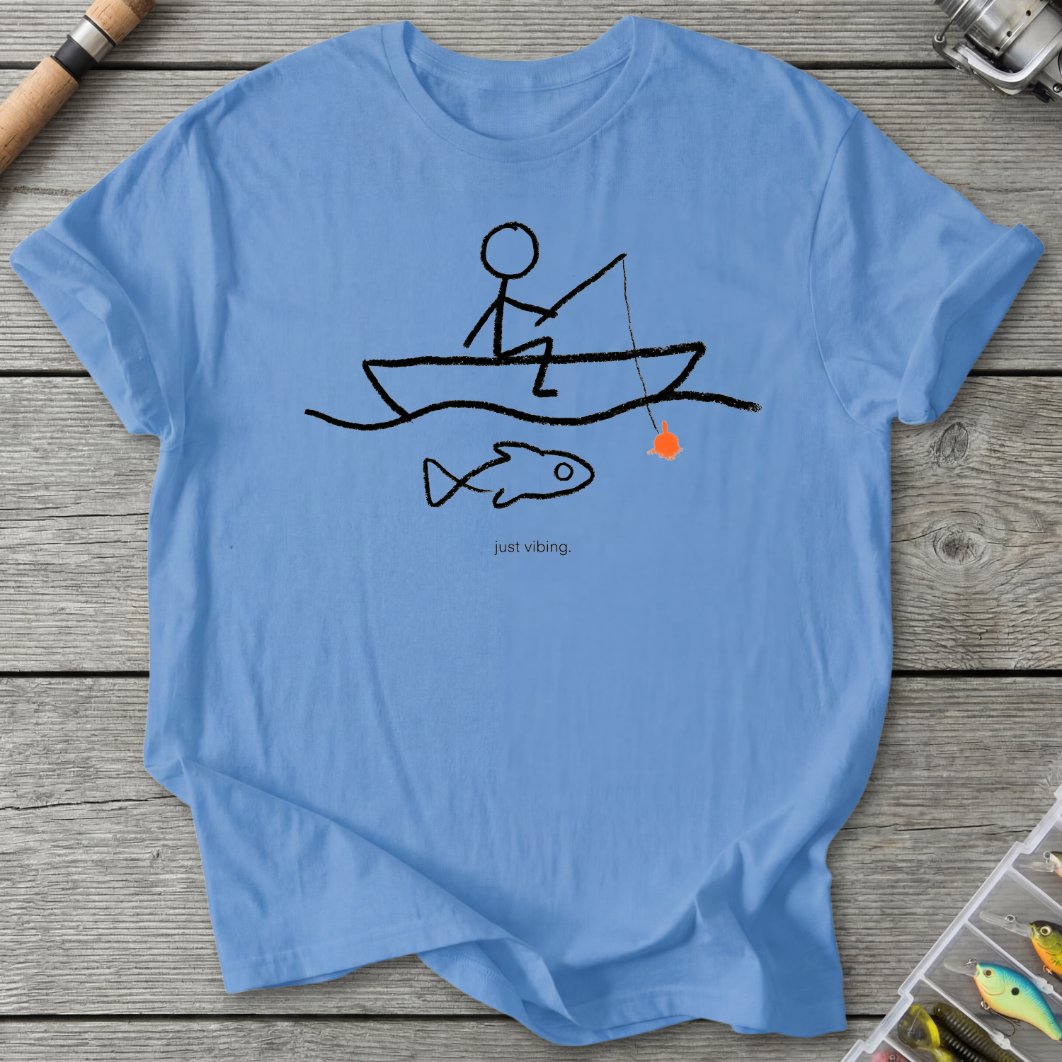 Just Vibing Fishing T-Shirt — Carolina Blue | River Giants Club