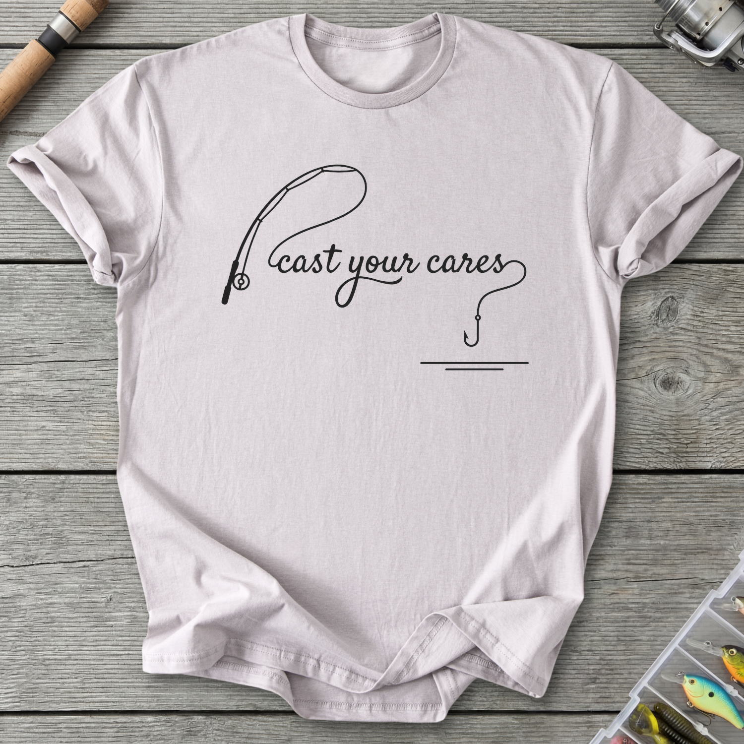 Cast Your Cares Minimalist T-Shirt — Ice Grey | River Giants Club