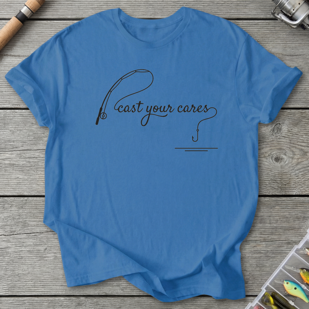 Cast Your Cares Minimalist T-Shirt — Iris | River Giants Club