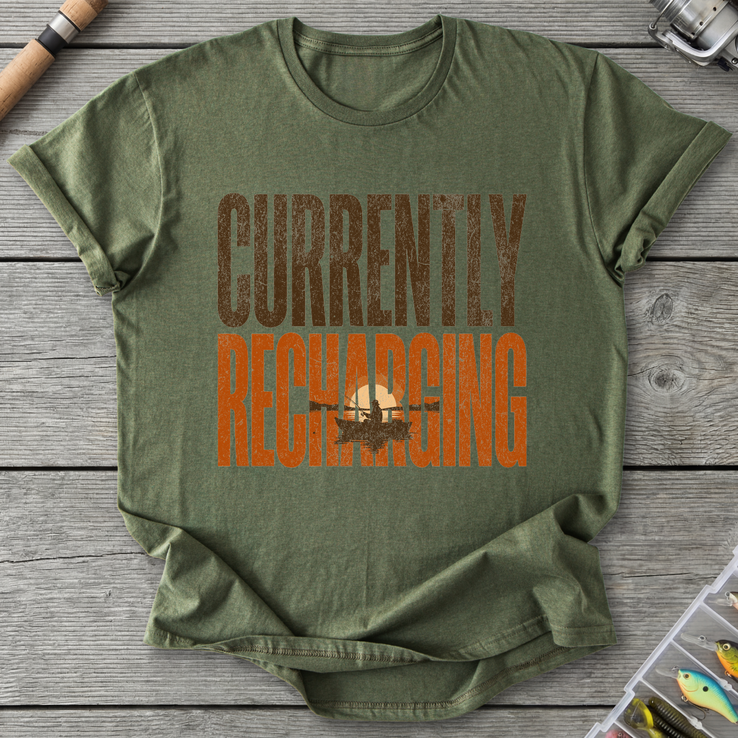 Currently Recharging T-Shirt — Military Green | River Giants Club