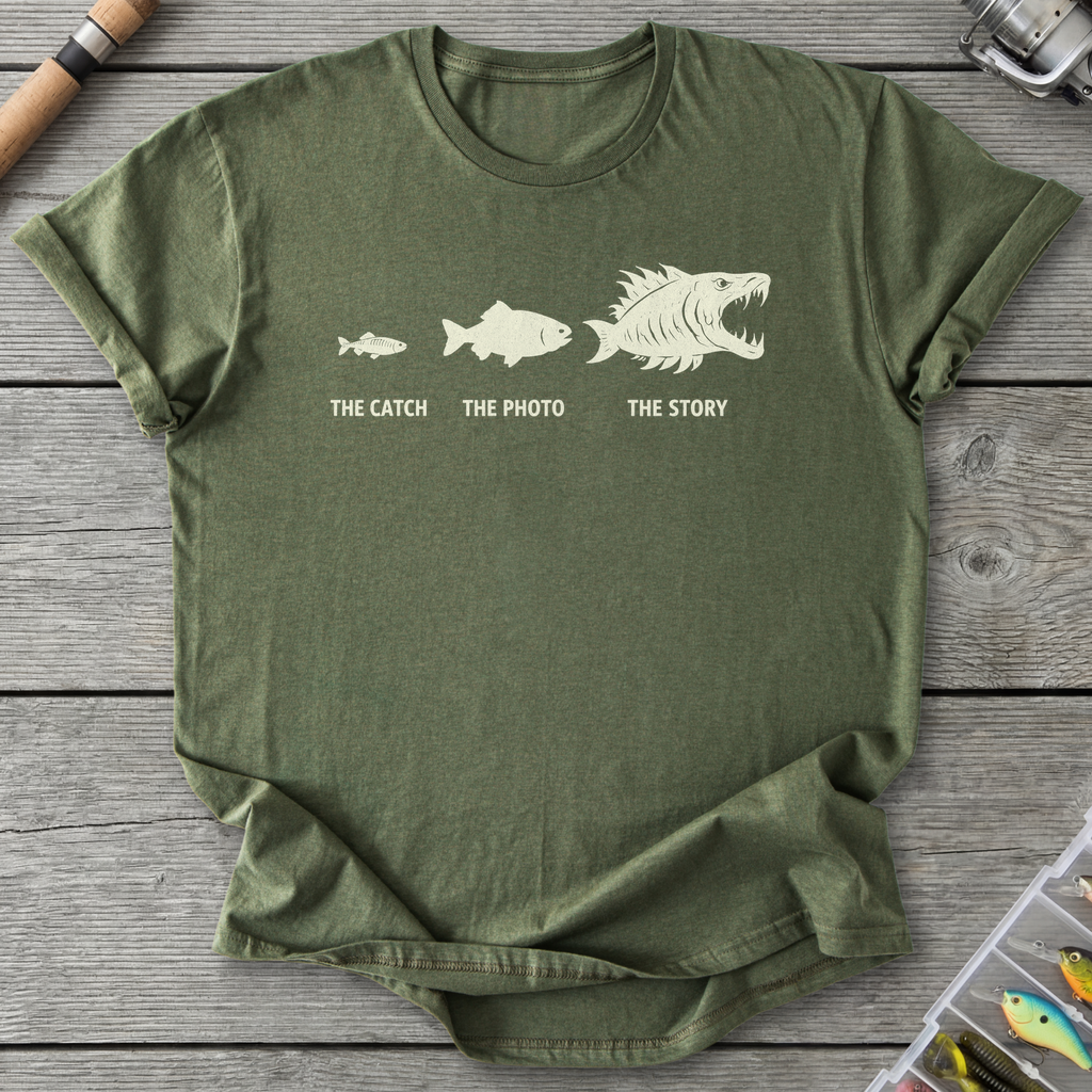 Evolution of Fishing Story T-Shirt — Military Green | River Giants Club
