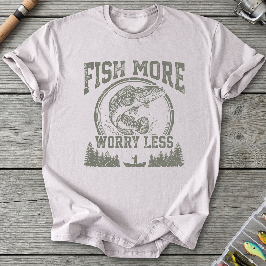 Fish More Worry Less T-Shirt — Ice Grey | River Giants Club