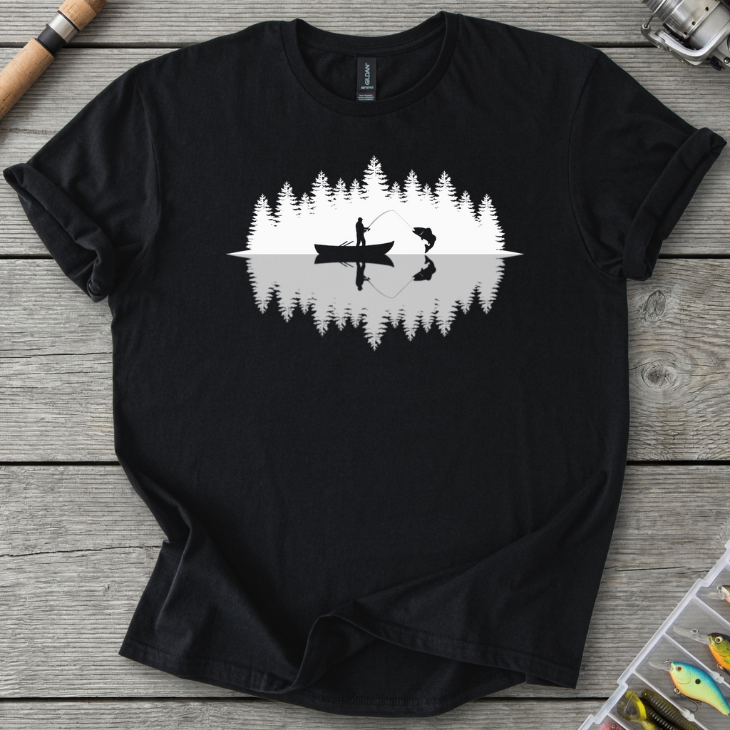 Fisherman Reflection T‑Shirt — Black | River Giants Club