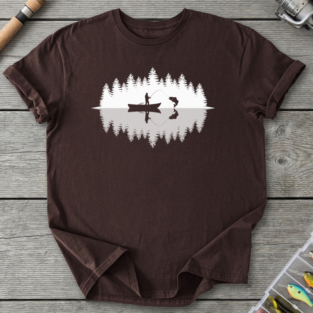 Fisherman Reflection T‑Shirt — Dark Chocolate | River Giants Club