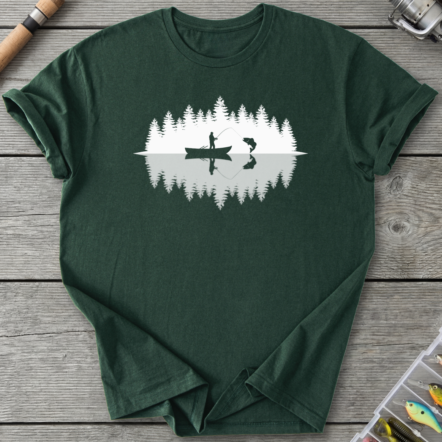 Fisherman Reflection T‑Shirt — Forest Green | River Giants Club