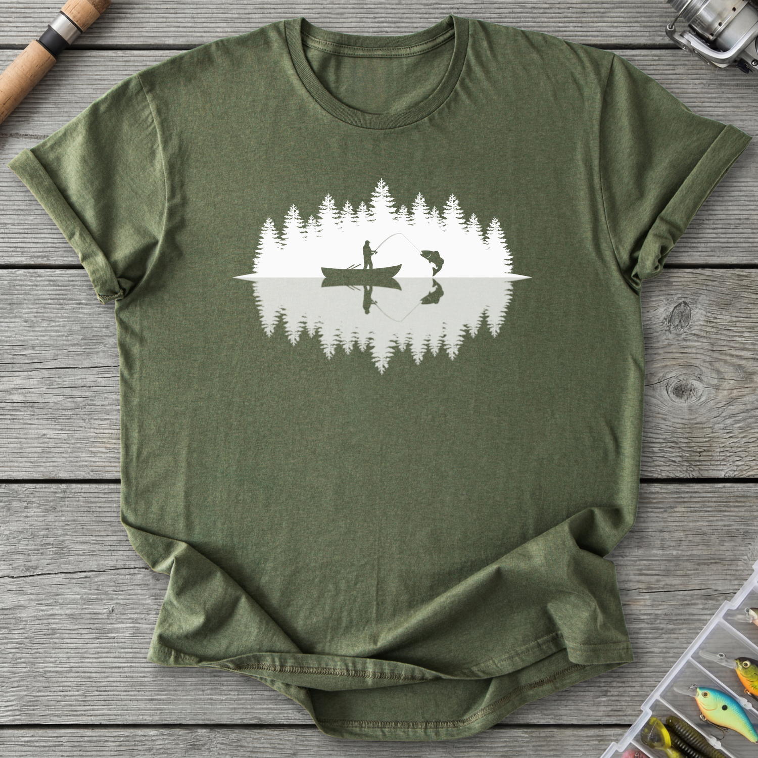 Fisherman Reflection T‑Shirt — Military Green | River Giants Club