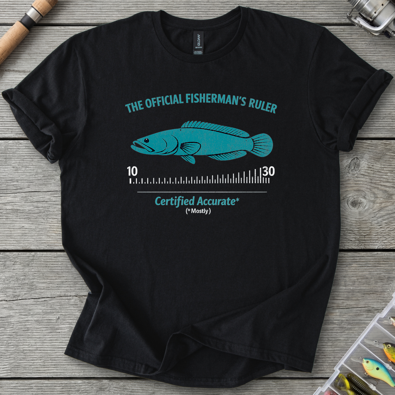 Fishermans's Ruler T-Shirt — Black | River Giants Club