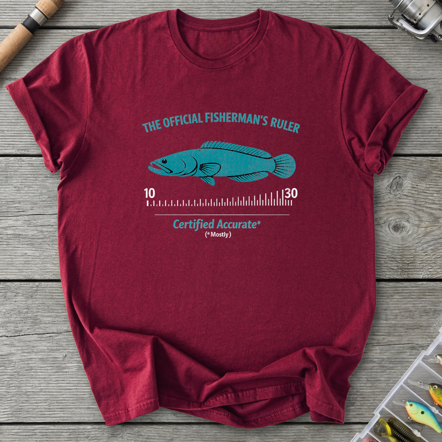 Fishermans's Ruler T-Shirt — Maroon | River Giants Club