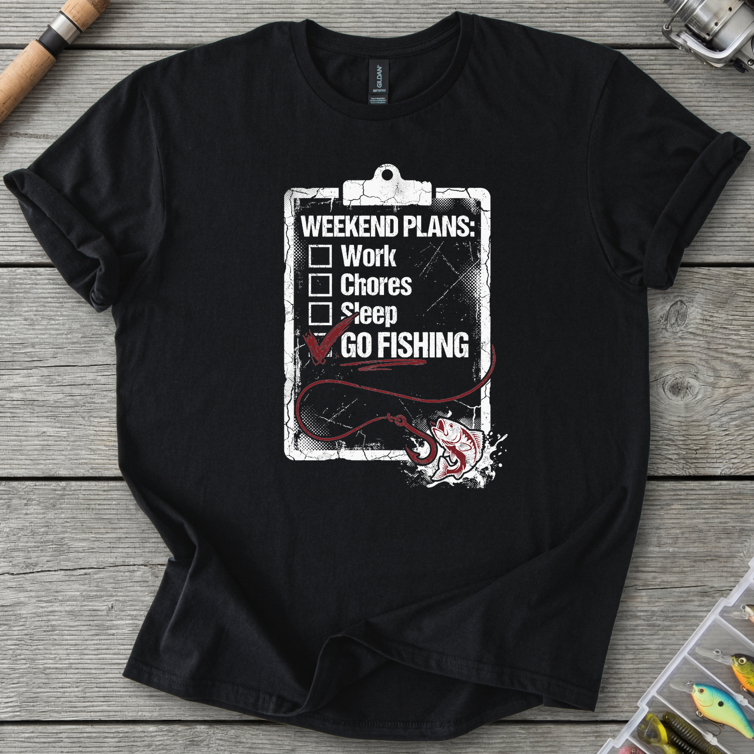 Fishing Checklist T-Shirt — Black | River Giants Club