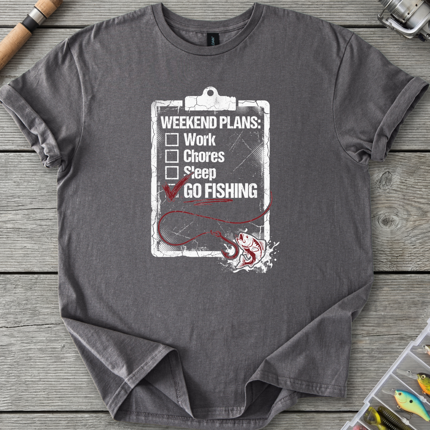 Fishing Checklist T-Shirt — Charcoal | River Giants Club