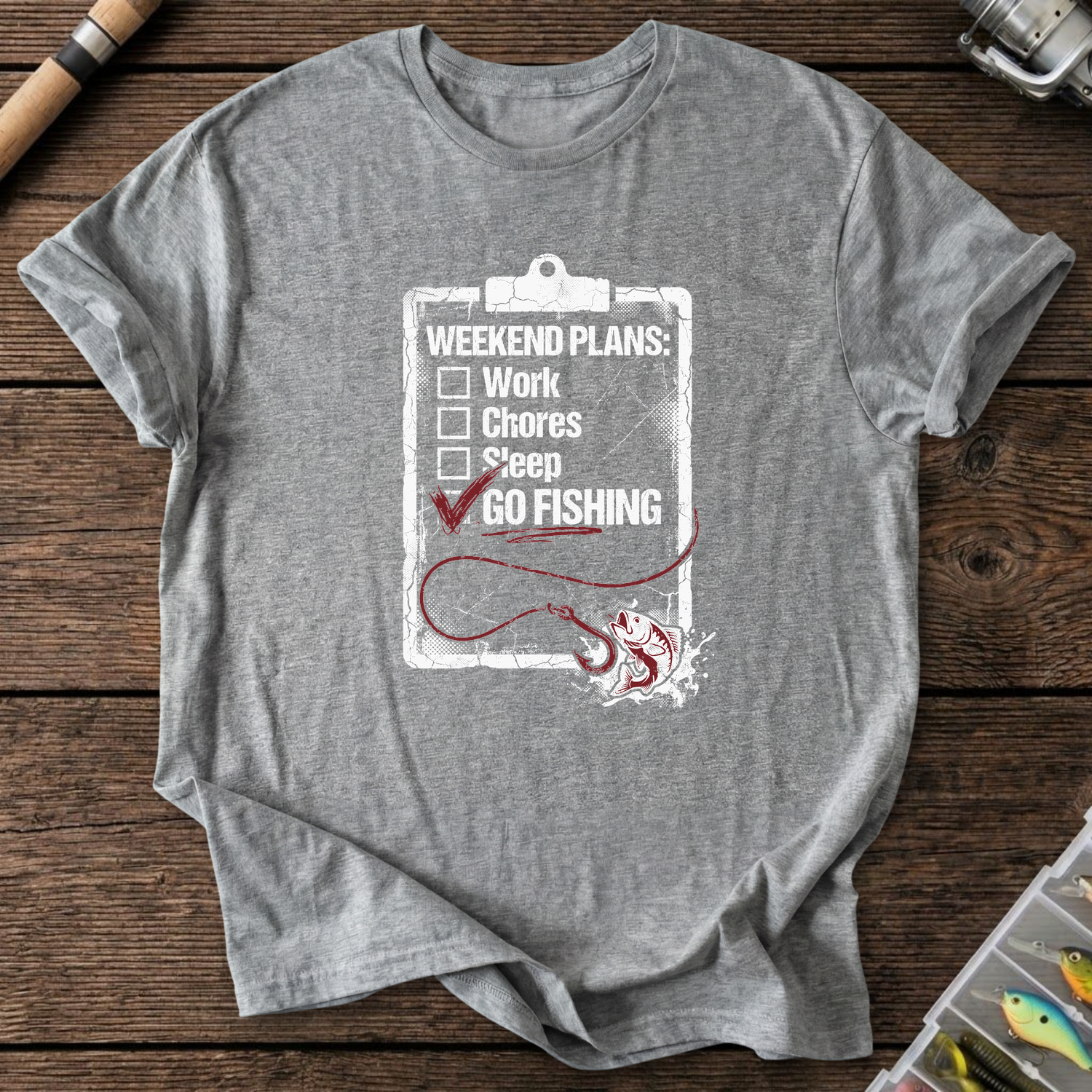 Fishing Checklist T-Shirt — Graphite Heather | River Giants Club
