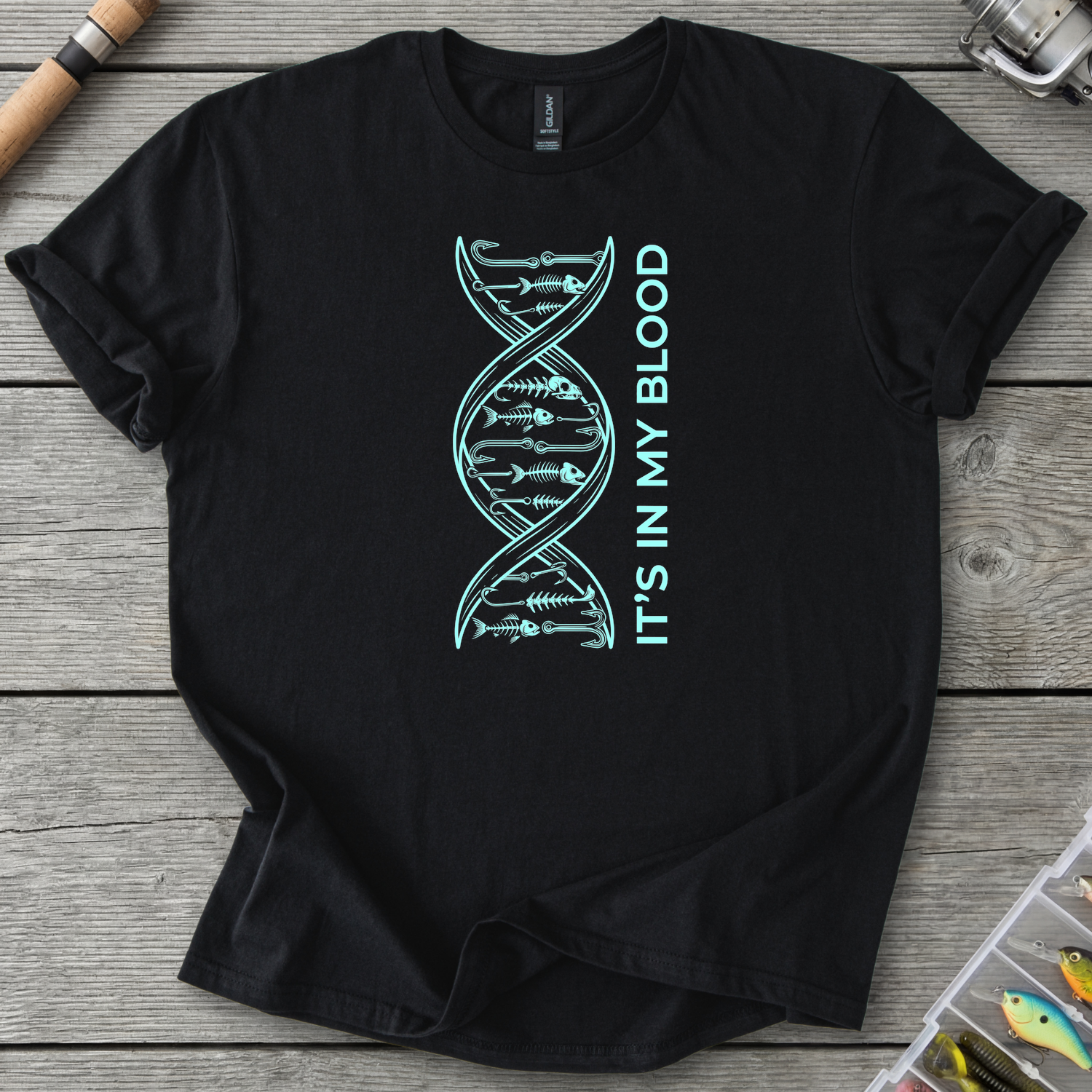 Fishing DNA T-Shirt — Black | River Giants Club