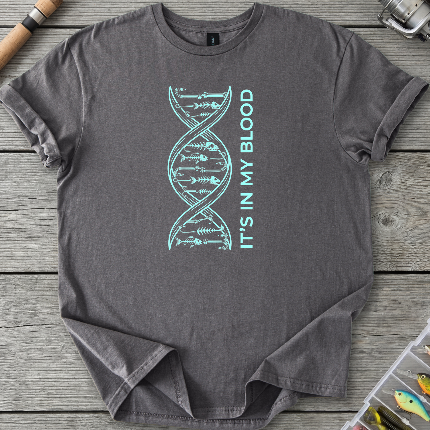 Fishing DNA T-Shirt — Charcoal | River Giants Club