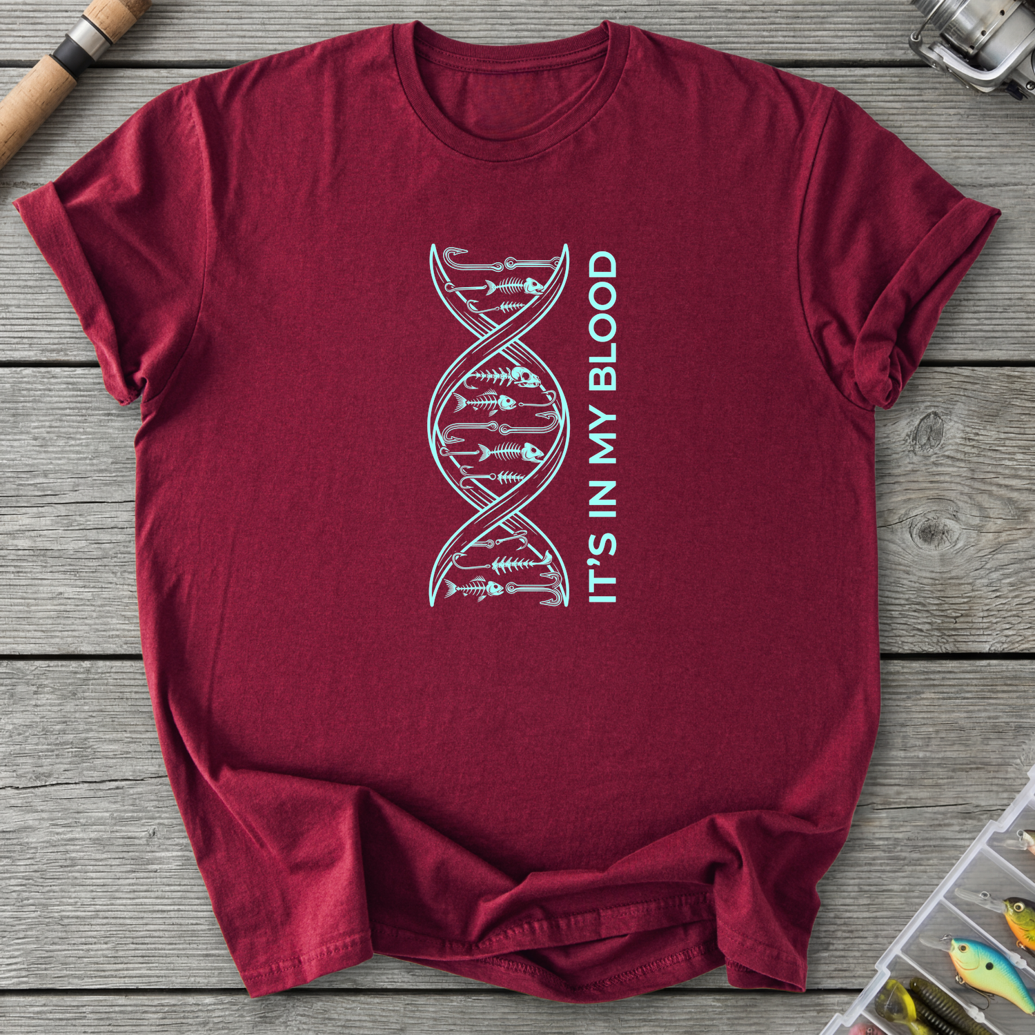 Fishing DNA T-Shirt — Maroon | River Giants Club