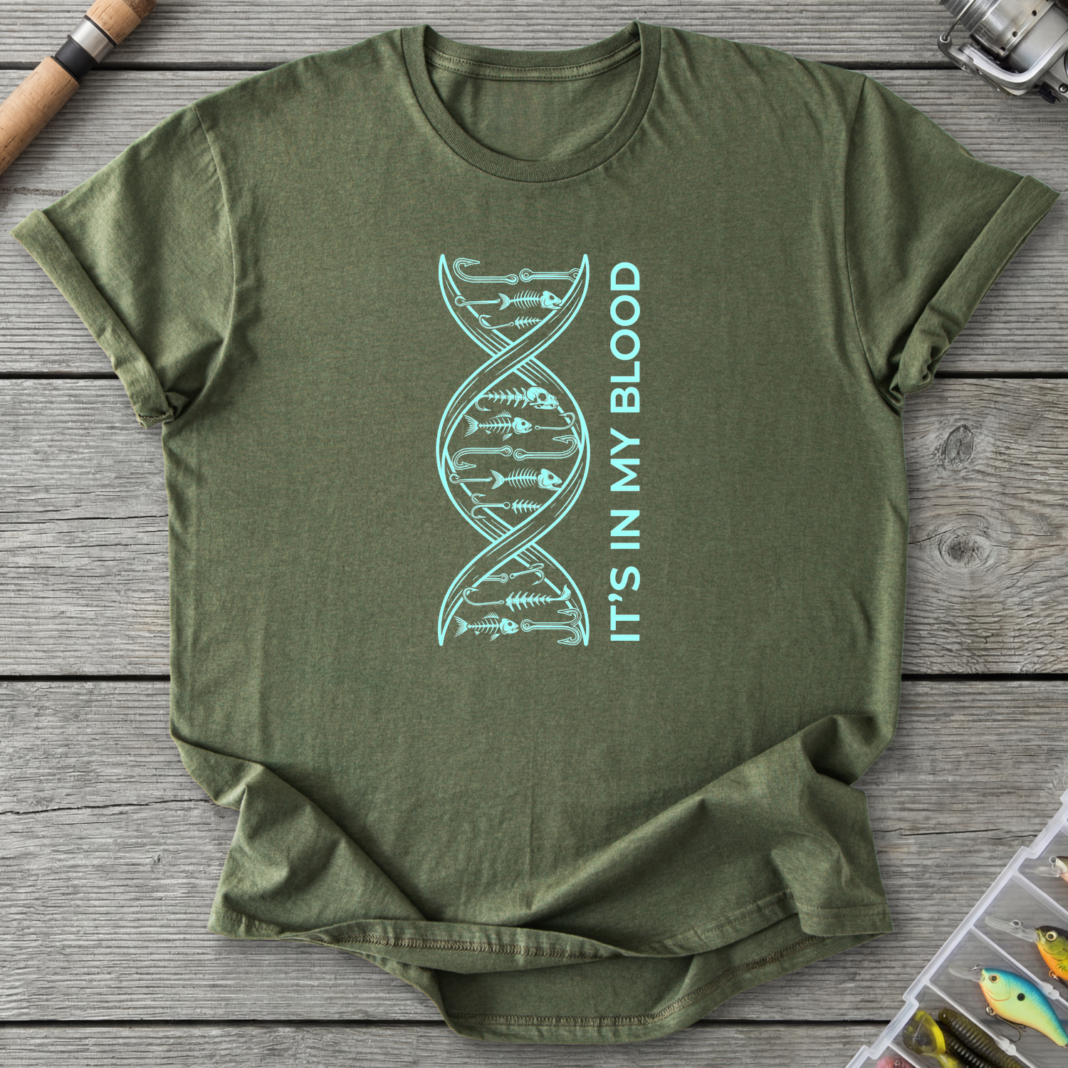 Fishing DNA T-Shirt — Military Green | River Giants Club