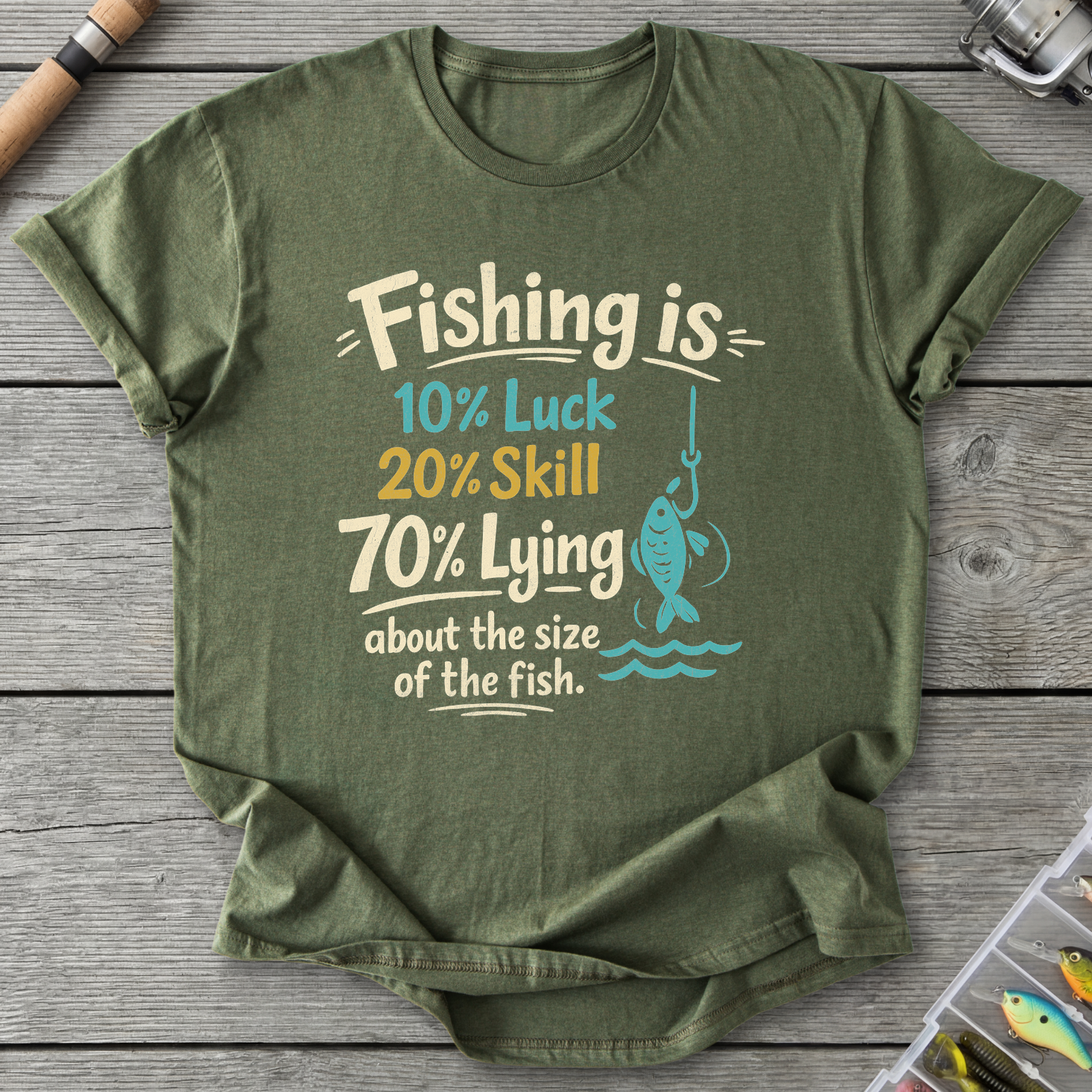 Fishing Is 10% Luck T-Shirt — Military Green | River Giants Club