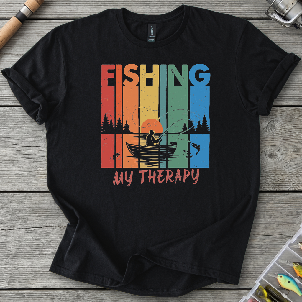 Fishing Is My Therapy T-Shirt — Black | River Giants Club