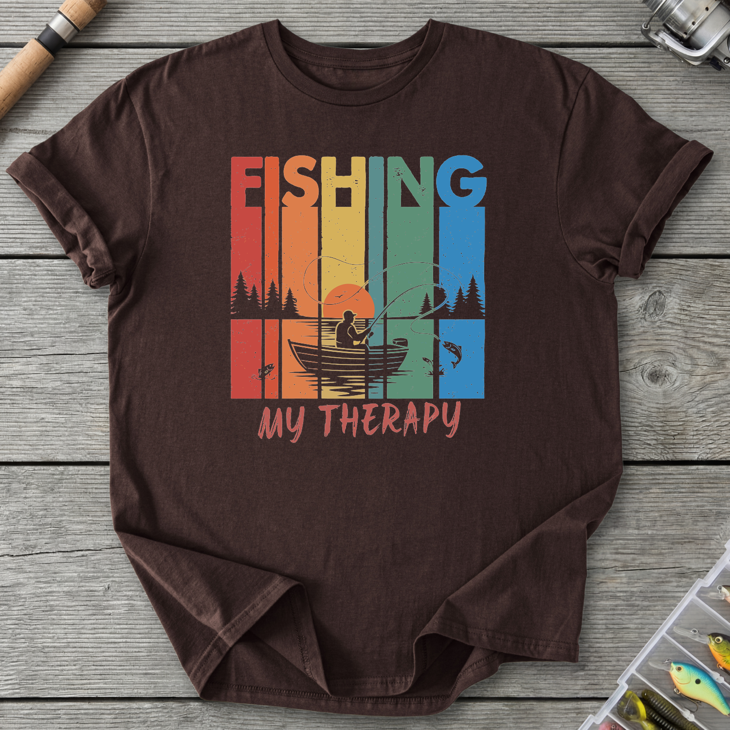 Fishing Is My Therapy T-Shirt — Dark Chocolate | River Giants Club