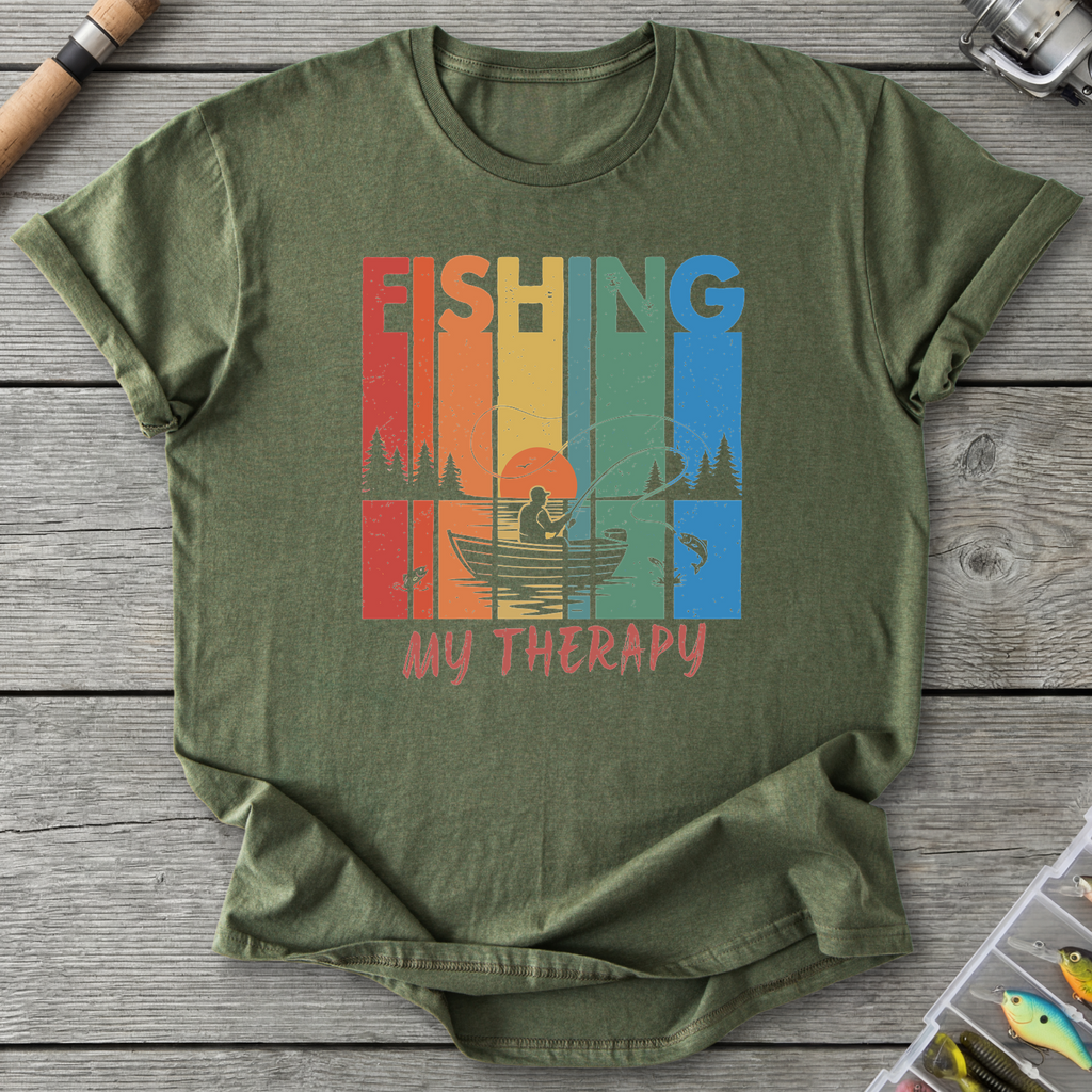 Fishing Is My Therapy T-Shirt — Military Green | River Giants Club