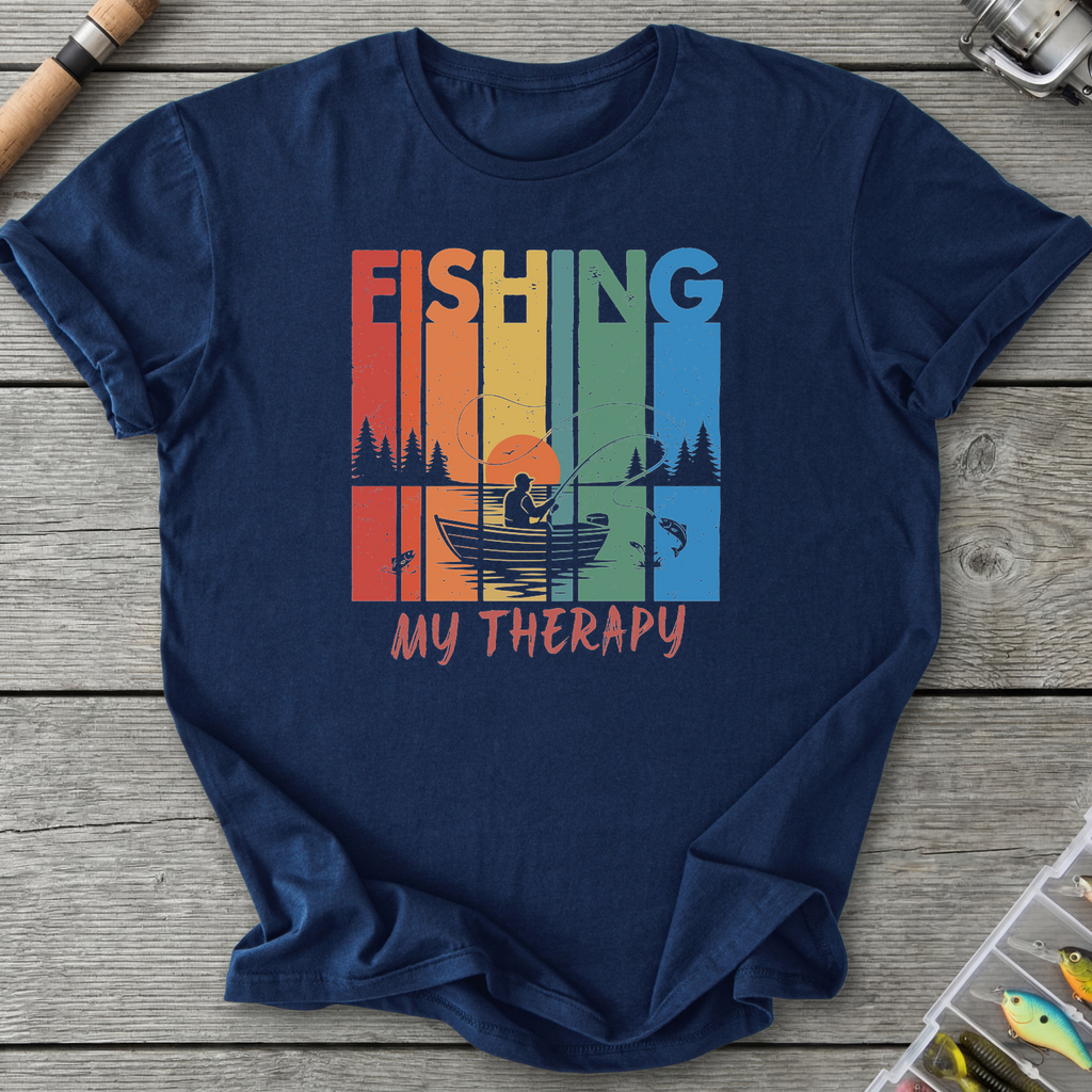 Fishing Is My Therapy T-Shirt — Navy | River Giants Club