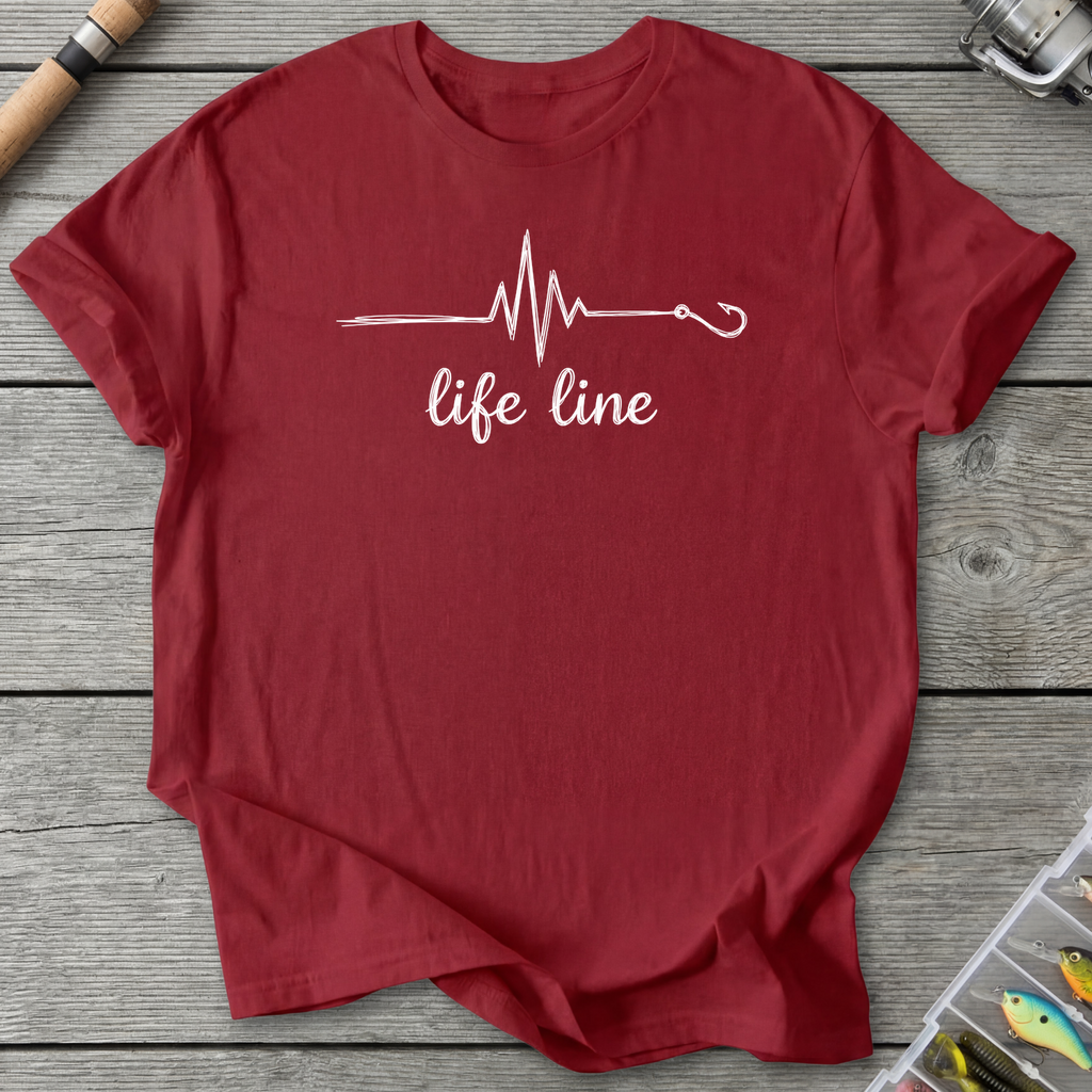 Fishing Life Line T-Shirt — Antique Cherry Red | River Giants Club