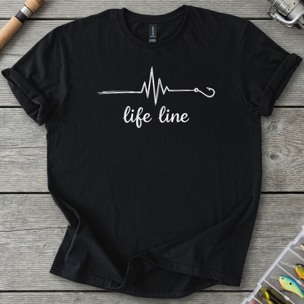 Fishing Life Line T-Shirt — Black | River Giants Club