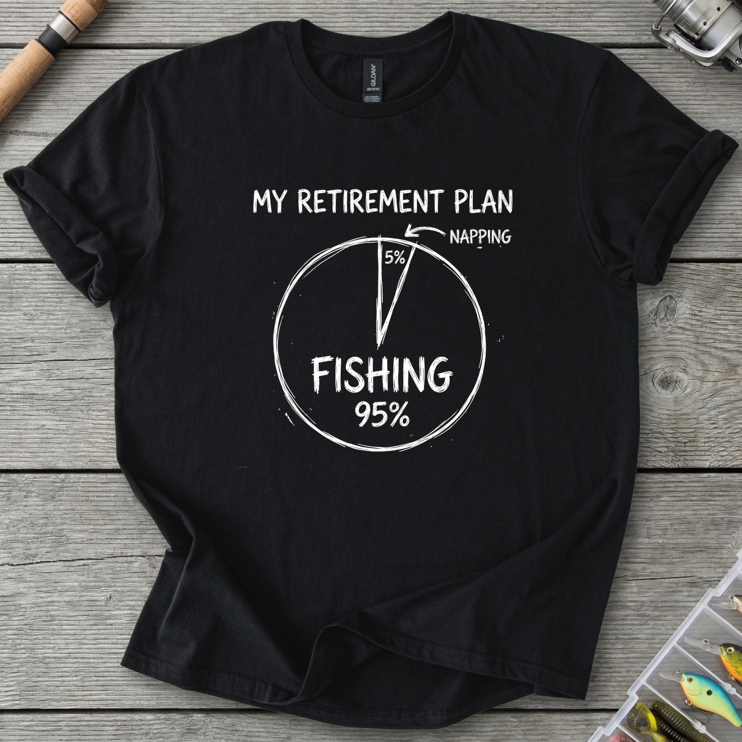 Fishing Retirement Plan T-Shirt — Black | River Giants Club