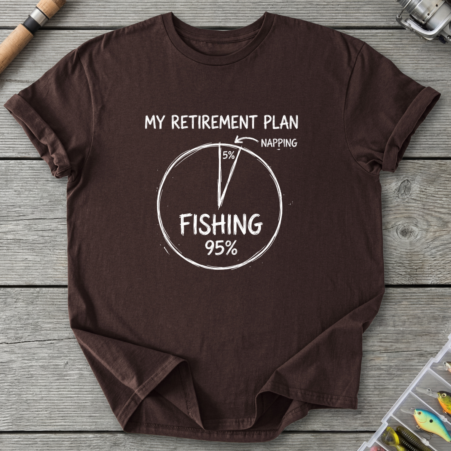 Fishing Retirement Plan T-Shirt — Dark Chocolate | River Giants Club