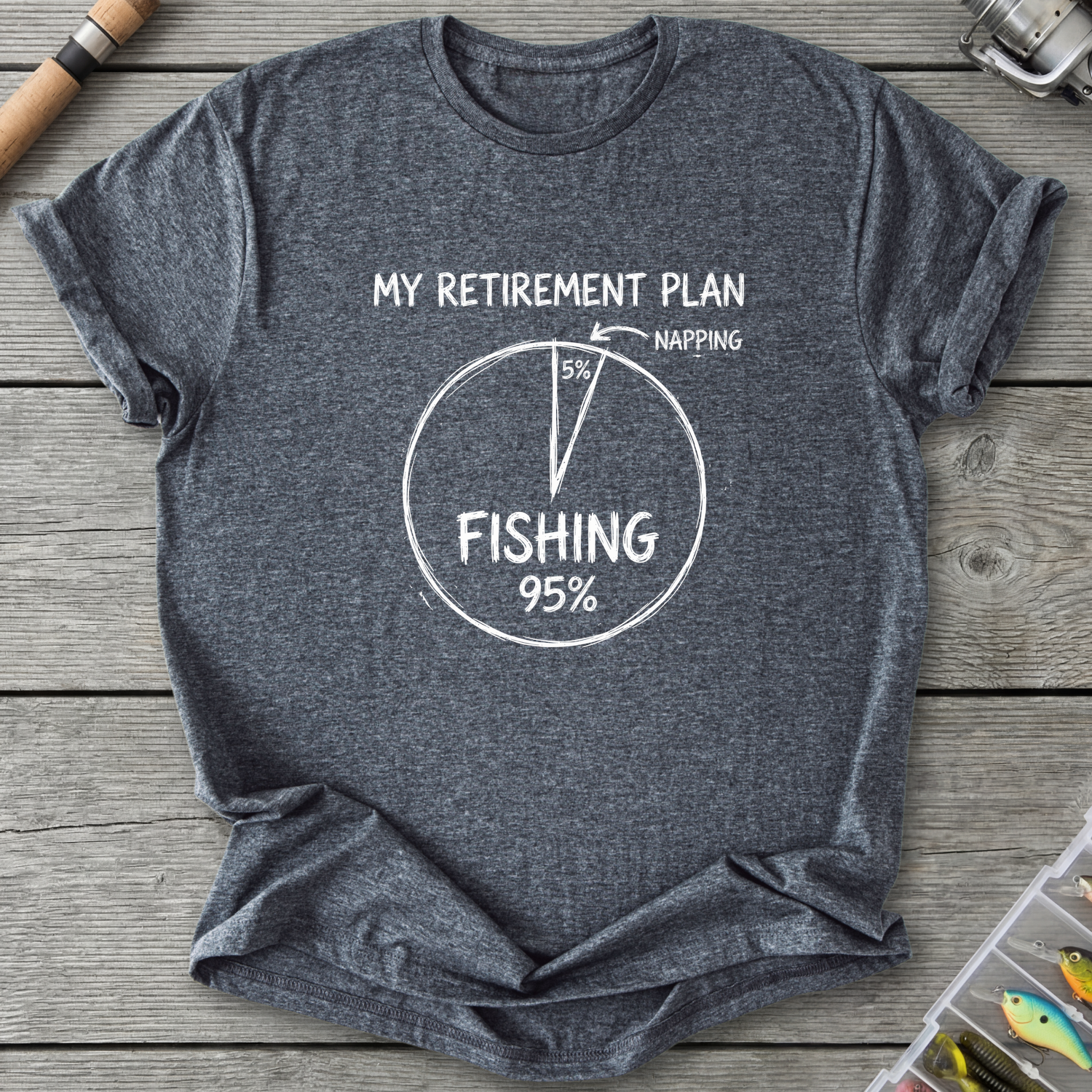 Fishing Retirement Plan T-Shirt — Dark Heather | River Giants Club