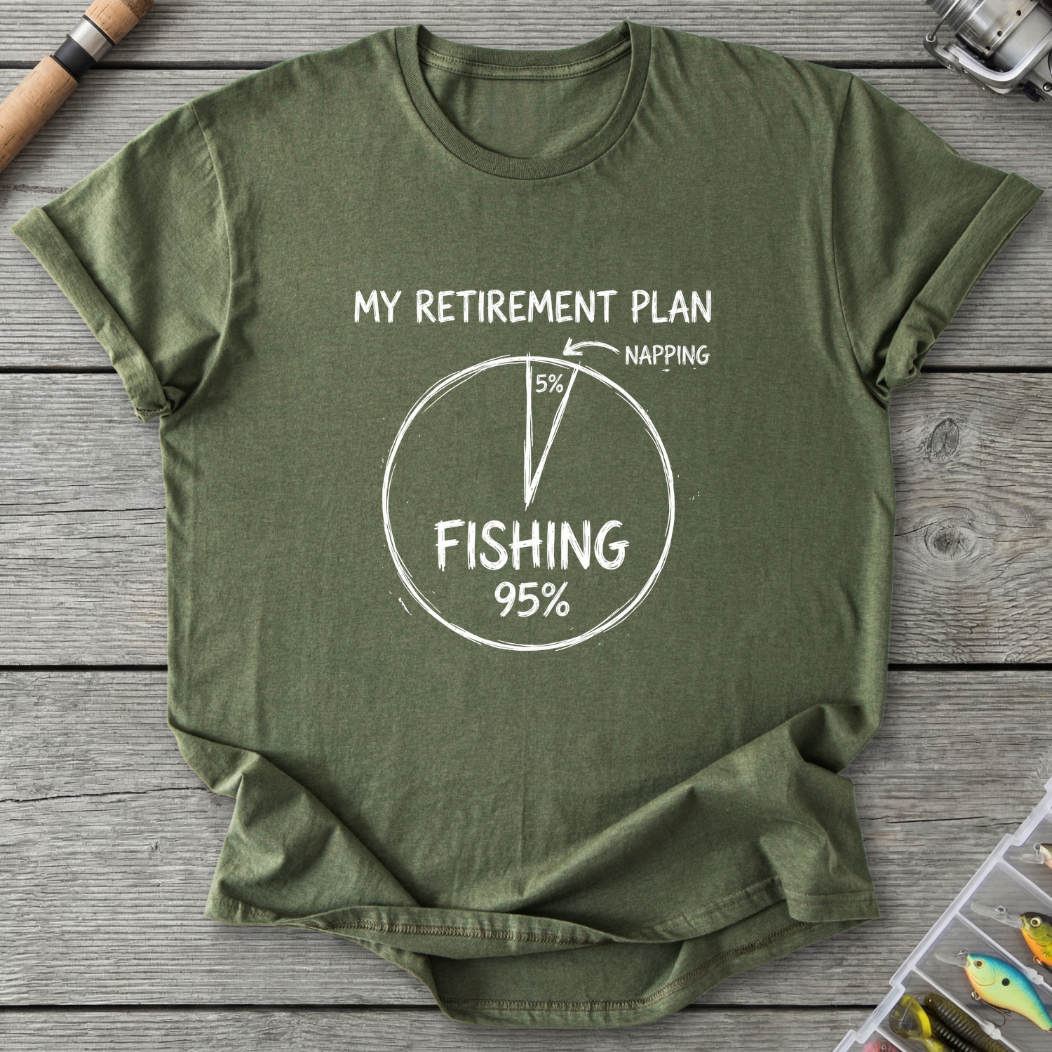 Fishing Retirement Plan T-Shirt — Military Green | River Giants Club