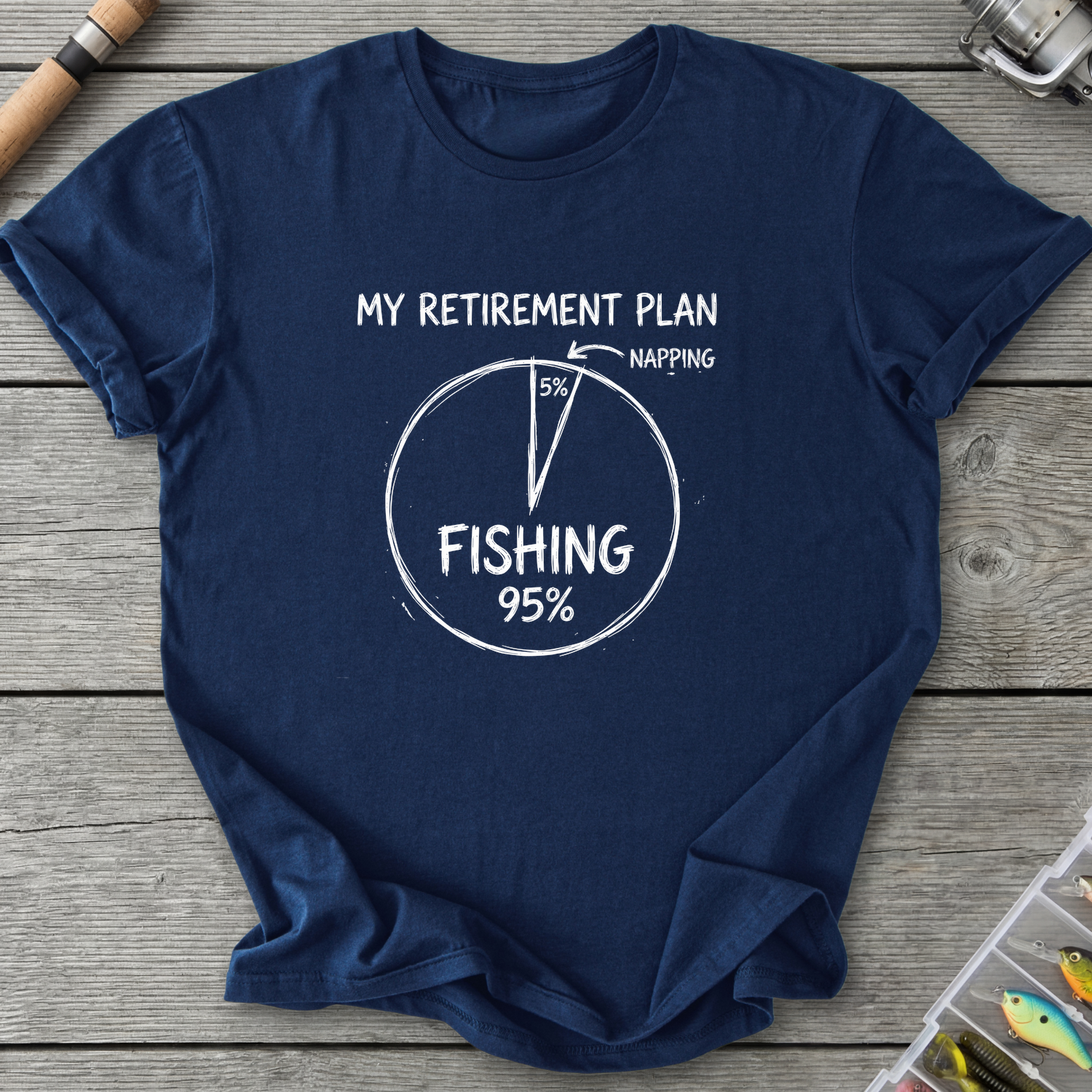 Fishing Retirement Plan T-Shirt — Navy | River Giants Club